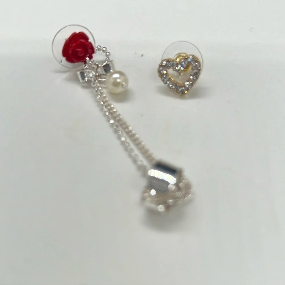 Betsy Johnson, cuffs and wraps, rose, red earring